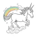 A whimsical unicorn flying over a rainbow tattoo design idea
