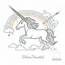 A whimsical unicorn flying over a rainbow tattoo design idea
