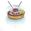 Slice of a flan with a nail tattoo design idea