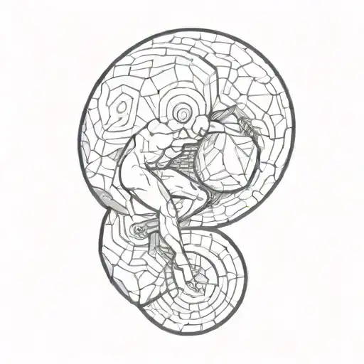 single-line Sisyphus pushing rock  tattoo design idea