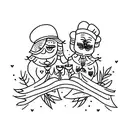 husband and wife matching tattoo with wedding date 07.13.2019 tattoo design idea