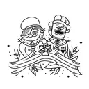 husband and wife matching tattoo with wedding date 07.13.2019 tattoo design idea