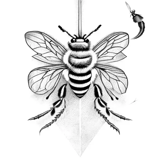 honeycomb sword with bee for the hilt tattoo design idea