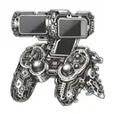 A tattoo of a computer game controller integrated into a futuristic bionic arm design, representing the client's passion for gaming and technology tattoo design idea