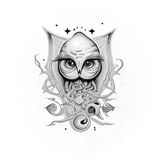 Magic Hat with eyes tattoo design idea