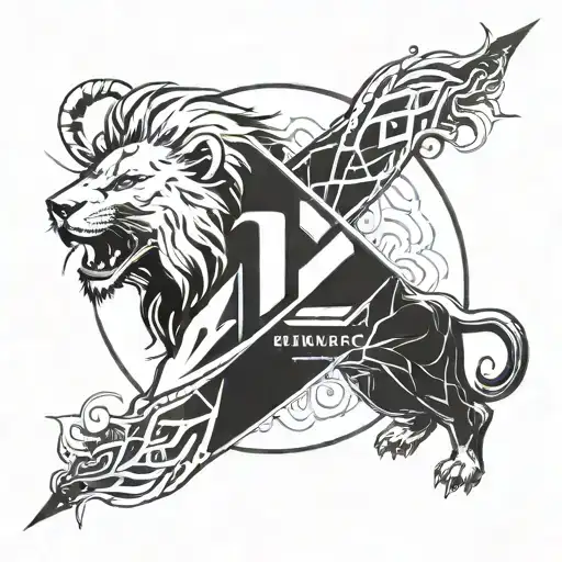 Destiny 2 titan emblem in combination with a water lion tattoo design idea