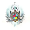 Doves with "Romans 5:1", New Testament tattoo design idea