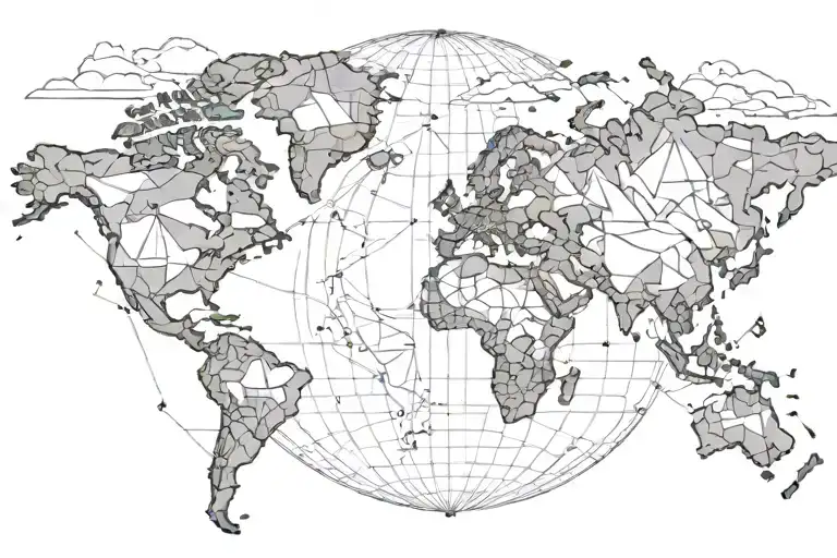 globe world map simple mountains travel airplane  tattoo design idea