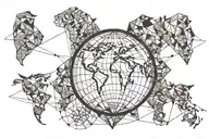 globe world map tattoo design idea