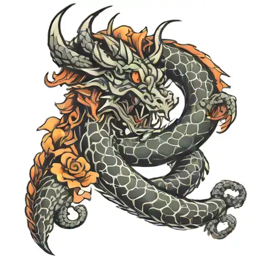 soul and dragon coiled tattoo design idea