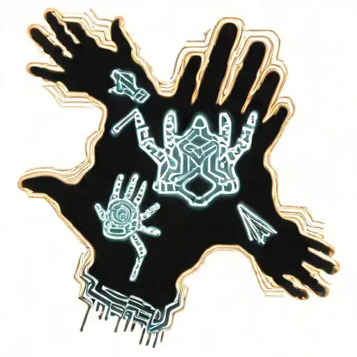 hands and 3 children's hands holding fingers tattoo design idea