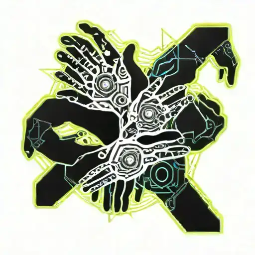 hands and 3 children's hands holding fingers tattoo design idea