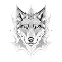 pink fire wolf tattoo design idea
