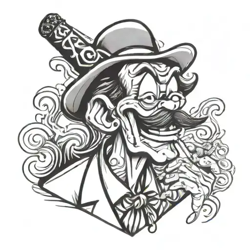 Goofy smoking cigarette tattoo design idea