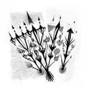 five arrows in a row with unique features nature tattoo design idea