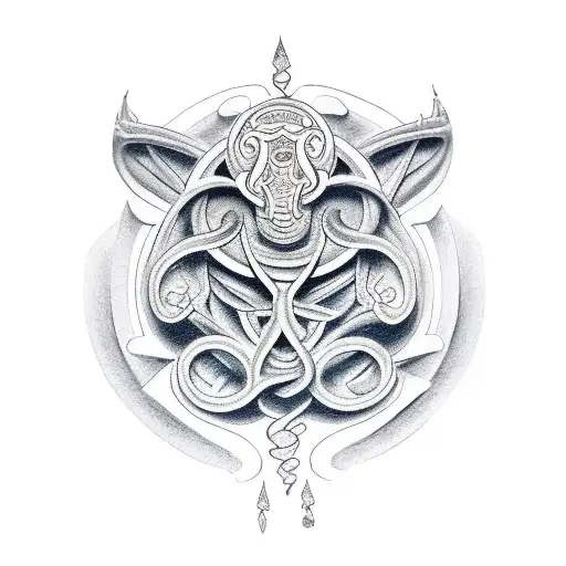 ornate zodiac symbol tattoo design idea