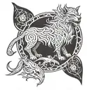 wild fire druid dnd tattoo design idea