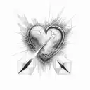 A chilling scene of a god's heart frozen in a block of ice, shattered by a warrior's strike tattoo design idea