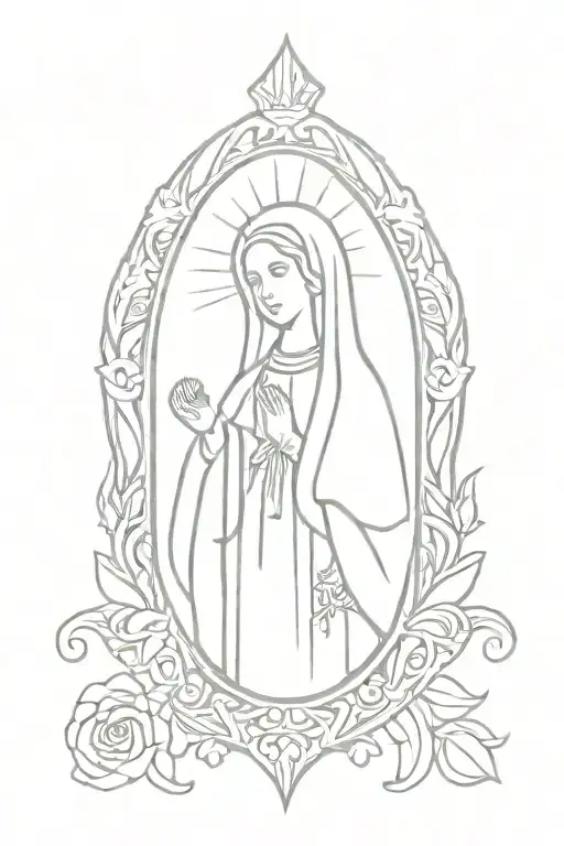miraculous medal with mary outline tattoo tattoo design idea
