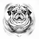 Tattoo of an evil pug with scary eyes and sharp fangs tattoo design idea