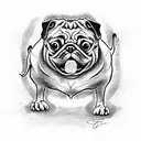 Tattoo of an evil pug with scary eyes and sharp fangs tattoo design idea
