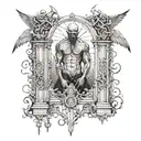 Man facing the gates of heaven something gothic based tattoo design idea