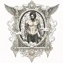 Man facing the gates of heaven something gothic based tattoo design idea