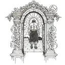 Man facing the gates of heaven something gothic based tattoo design idea