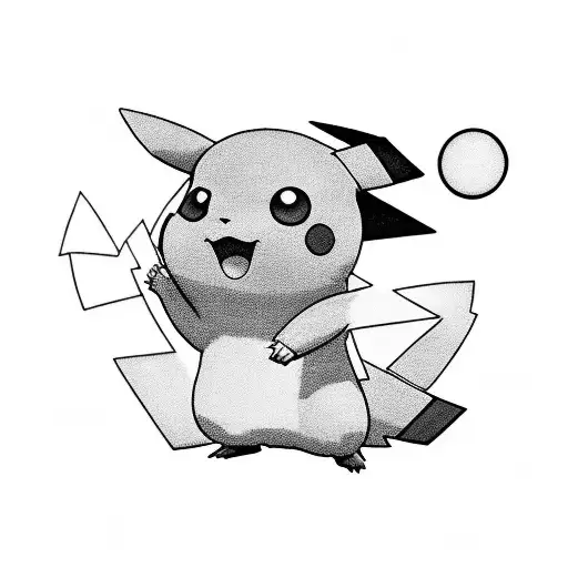 A loose bouquet of forget me knots and pikachu at the bottom holding them tattoo design idea