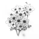 forget me nots held by pikachu tattoo design idea