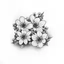 forget me nots held by pikachu tattoo design idea