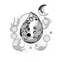 moon on fire tattoo design idea
