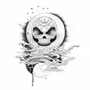 moon on fire tattoo design idea