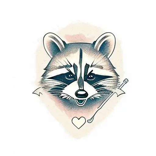a charming raccoon washing its hands tattoo design idea