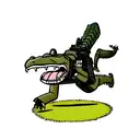 crocodile holding a machine gun tattoo design idea