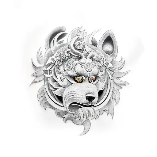 Japanese foo dog  tattoo design idea