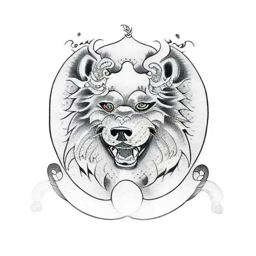 Japanese foo dog  tattoo design idea