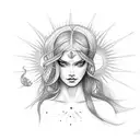 fairy with sun tattoo design idea