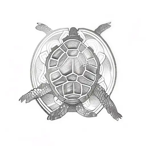 turtle with city on back tattoo design idea