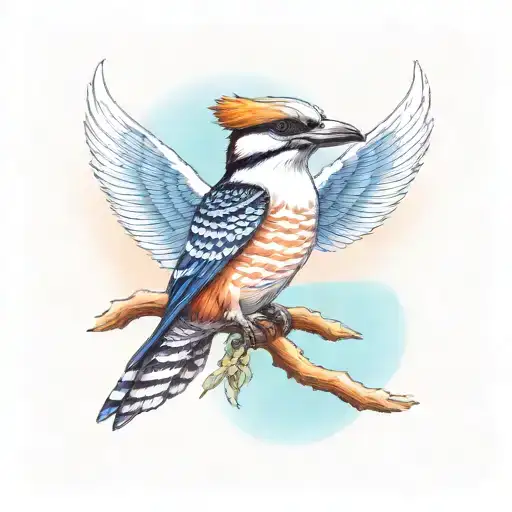 kookaburra wings spread tattoo design idea