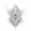 Psychedelic soundwaves merging with nature tattoo design idea