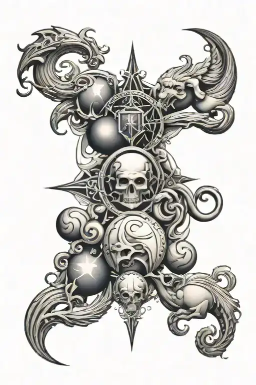 astrological sign capricorn, pisces, cancer and virgo tattoo design idea