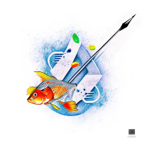 arrow with goldfish  tattoo design idea