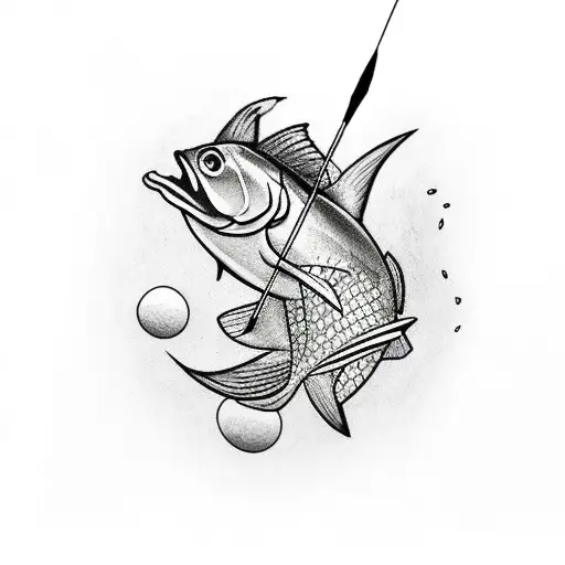 arrow with goldfish and word believe tattoo design idea