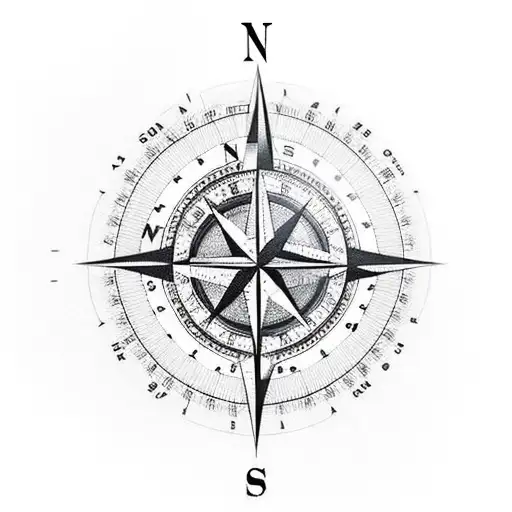 compass with mountains and coordinates  tattoo design idea