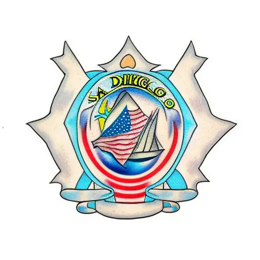 San Diego with a USA and blink 182 theme tattoo design idea
