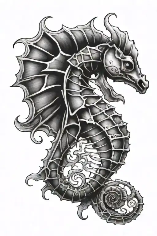 metal seahorse tattoo design idea