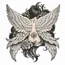 wings all over the back that continue on the shoulders and end on the buttocks tattoo design idea