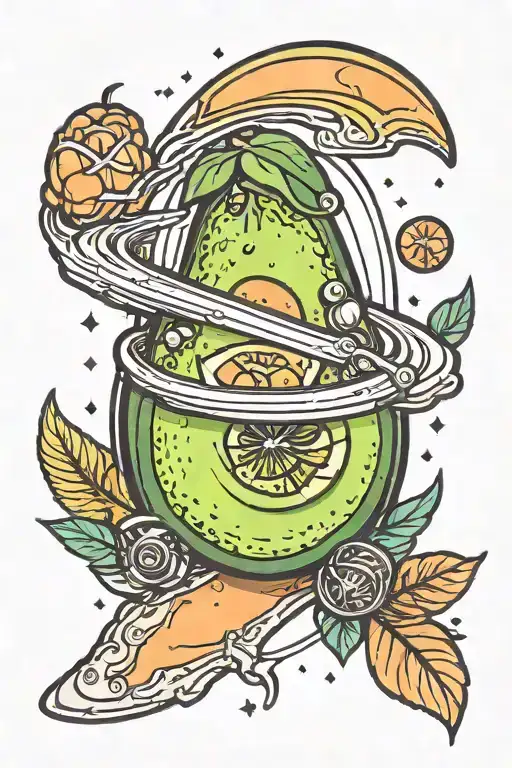 space avocado tattoo design idea