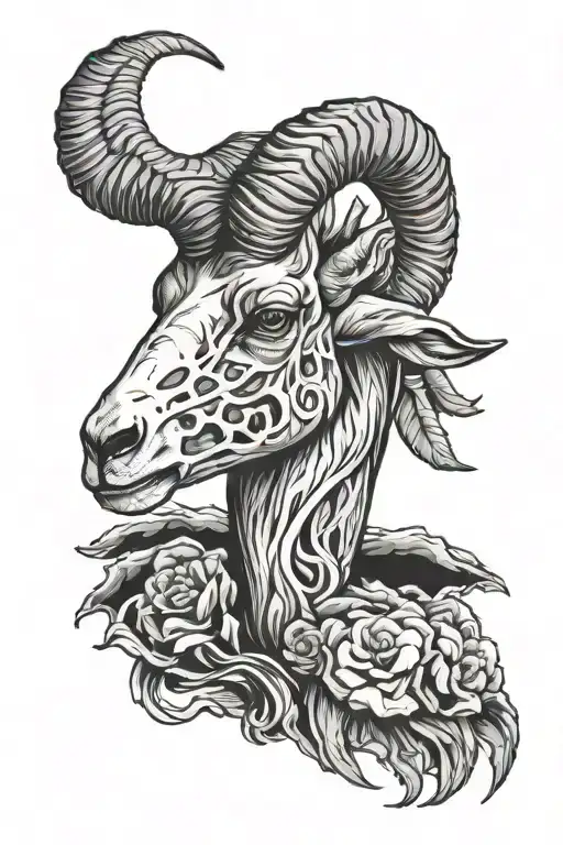 Bighorn sheep skull tattoo design idea